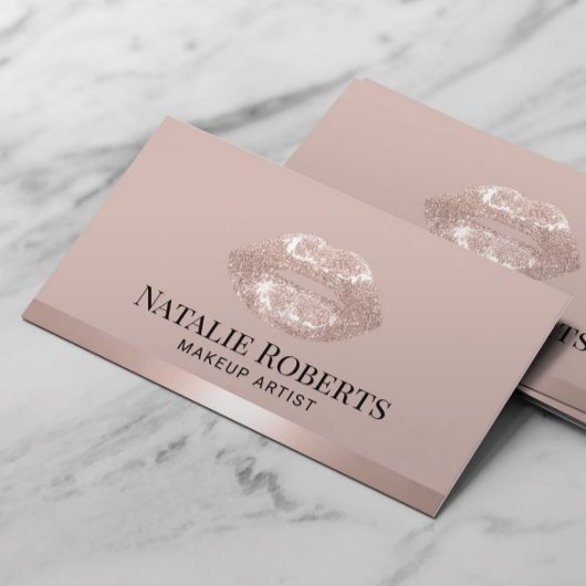 赤面バラ金ゴールドリップメイクアップアーティスト美しいサロン 名刺