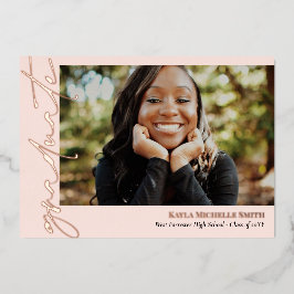 赤面バラ金ゴールド書道写真卒業 箔招待状