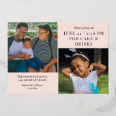 赤面バラ金ゴールド書道写真卒業 箔招待状 (裏面)