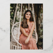 赤面バラ金ゴールド書道真鍮卒業パーティー 箔招待状 (裏面)