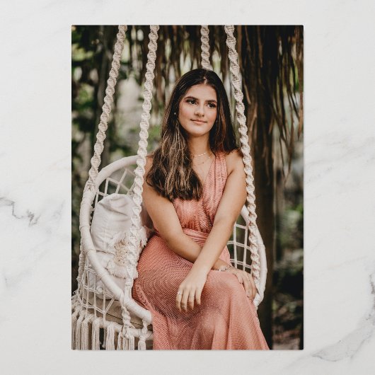 赤面バラ金ゴールド書道真鍮卒業パーティー 箔招待状 (裏面)