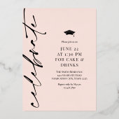 赤面バラ金ゴールド書道2写真卒業 箔招待状 (裏面)