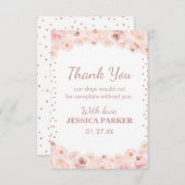 赤面バラ金ゴールド水玉模様サプライズ誕生日パーティー サンキューカード (正面/裏面)