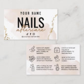 赤面バラ金ゴールド爪、 ネイルアフターケアカード 名刺 (正面/裏面)
