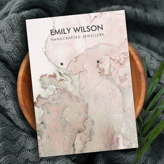 赤面バラ金ゴールド瑪瑙マーブルイヤリングディスプレイカード 名刺