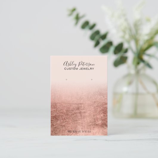 赤面バラ金ゴールド箔ジュエリーイヤリングディスプレイ 名刺 (スタンド正面)