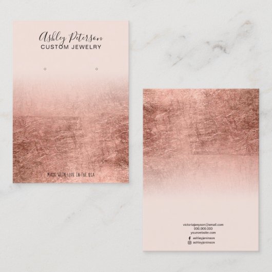 赤面バラ金ゴールド箔ジュエリーイヤリングディスプレイ 名刺 (正面/裏面)