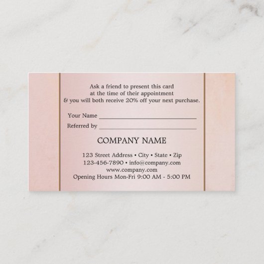 赤面バラ金ゴールド紹介名刺 紹介カード (裏面)