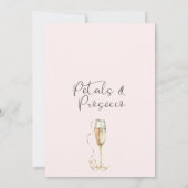 赤面バラ金ゴールド花びらおよびプロセッコブライダルシャワー 招待状 (裏面)