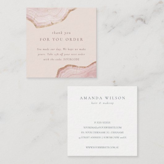 赤面バラ金ゴールド集計ご注文の割引に感謝 スクエア名刺 (正面/裏面)