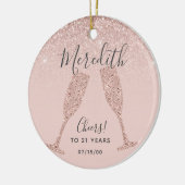 赤面バラ金ゴールド21歳誕生日 セラミックオーナメント (左)