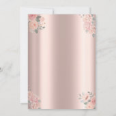 赤面バラ、シャンパングラス、バラ金ゴールド退職 招待状 (裏面)