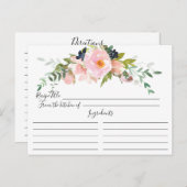 赤面バラ&ピーニーズブライダルシャワーレシピカード ポストカード (正面/裏面)