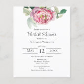 赤面バラ |ブライダルシャワーの招待 (正面)