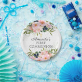 赤面バラ&ポニーズコミュニオン ペーパープレート (パーティー)