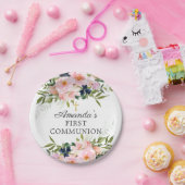 赤面バラ&ポニーズコミュニオン ペーパープレート (パーティー)