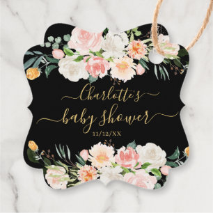 赤面バラ&牡丹赤ちゃんシャワー好意ギフトラベル フェイバータグ