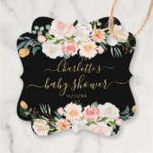 赤面バラ&牡丹赤ちゃんシャワー好意ギフトラベル フェイバータグ (裏面)