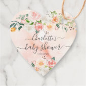 赤面バラ&牡丹赤ちゃんシャワー好意ギフトラベル フェイバータグ (裏面)