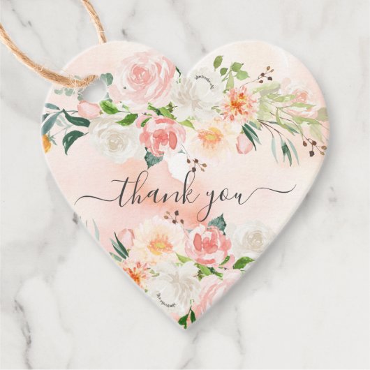 赤面バラ&牡丹赤ちゃんシャワー好意ギフトラベル フェイバータグ (正面)