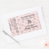 赤面バラ&葉ラインアーモダント石鹸ラベル 長方形シール (封筒)