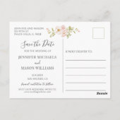 赤面バラPeoniesフローラ写真Save the Date ポストカード (裏面)