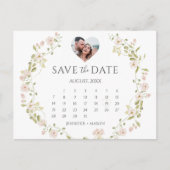 赤面バラPeoniesフローラ写真Save the Date ポストカード (正面)