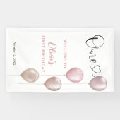 赤面バルーンガールファースト誕生日へようこそ 横断幕 (横)