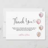 赤面バルーンガールファースト誕生日 サンキューカード (正面)