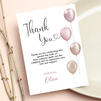 赤面バルーンガールファースト誕生日 サンキューカード