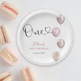 赤面バルーンガールファースト誕生日 ペーパープレート