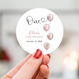 赤面バルーンガールファースト誕生日 ラウンドシール