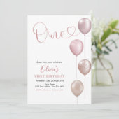 赤面バルーンガールファースト誕生日 招待状 (スタンド正面)