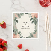 赤面パステルピーチミントモスサージグリーン結婚ズ スタンダードカクテルナプキン (インサイチュ)