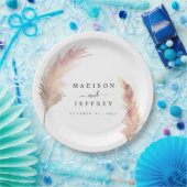 赤面パンパスグラスミニマル結婚リスト ペーパープレート (パーティー)