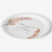 赤面パンパスグラスミニマル結婚リスト ペーパープレート (アングル)