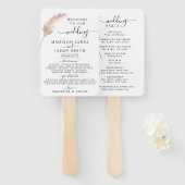 赤面パンパスグラスミニマル結婚式 プログラム ハンドファン (正面&裏面)