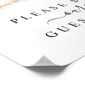 赤面パンパスグラス結婚ズゲストブックサイン ポスター (角)