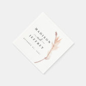 赤面パンパスグラス結婚ミニマリストカクテル スタンダードカクテルナプキン (角)