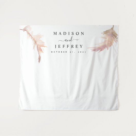 赤面パンパスグラス結婚ミニマリスト タペストリー (正面(横))