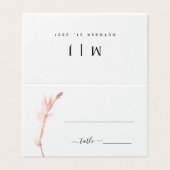 赤面パンパスグラス結婚ミニマルのテーブルカード (外部フラット)