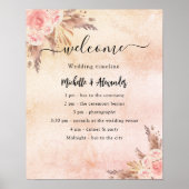 赤面パンパバラフローラウェディングプログラムタイムライン ポスター (正面)