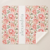 赤面パーソナライズされたコテージコアフローラ シェルパブランケット (正面(横))