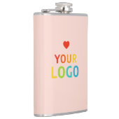 赤面パーソナライズされたピンクのかわいいロゴ入りフラスコ フラスク (右)