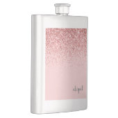 赤面パーソナライズされたピンクグリッターモノグラム名 フラスク (右)