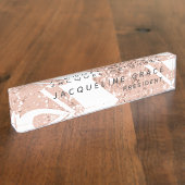 赤面パーソナライズされたピンクスパルクルグリッター デスクネームプレート (側面)