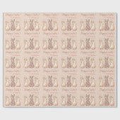 赤面パーソナライズされたピンクバニーイースター ラッピングペーパー (フラット)