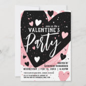 赤面パーソナライズされたピンクバレンタインのディナーパーティー 招待状 (正面)