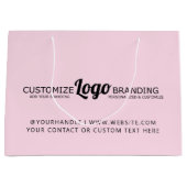 赤面パーソナライズされたピンクビジネスロゴ会社 ラージペーパーバッグ (正面)