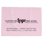 赤面パーソナライズされたピンクビジネスロゴ会社 ラージペーパーバッグ (裏面)